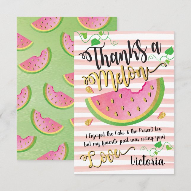 Tack för ett Melon Watermelon Tackkort-kort Inbjudningar (Fram/baksida)