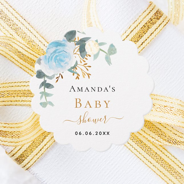 Tack för eucalyptus (babyblå blommigt) gåvor etiketter (Skapare uppladdad)