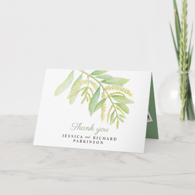 Tack för Eucalyptus grönt art bröllop Kort (Framsida)