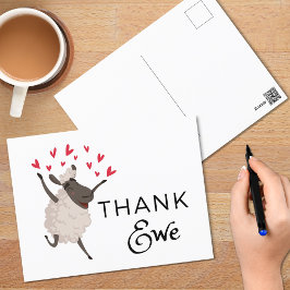 Tack för Ewe Sheep med Red Hearts Tack Postcard Vykort