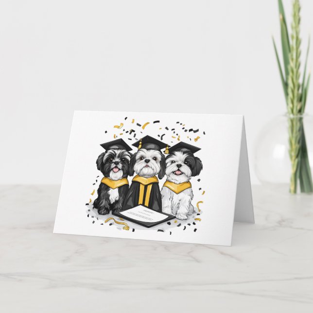 Tack För Examen Shih Tzu Hundar Kort (Framsida)