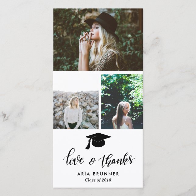 Tack för examen Tre Foto Enkelt Meddelande (Framsida)