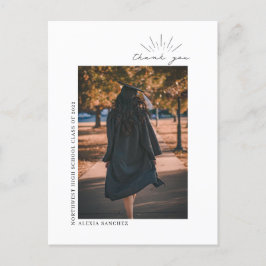 Tack för examensfoto i svart-vit linjekonst vykort