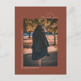 Tack för examensfoto i terrakotta linjekonst   vykort