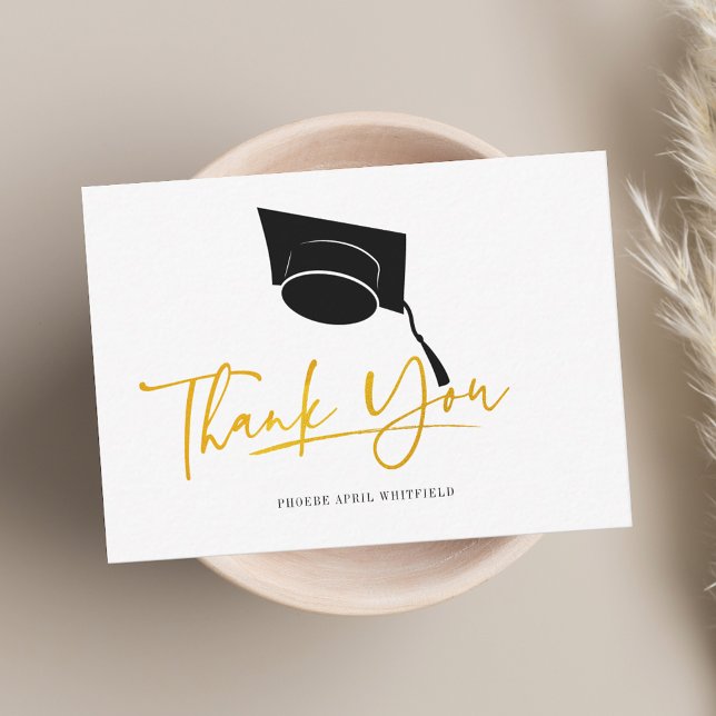 Tack för examenspresent 2026 - examenshatt anteckningskort (Graduation 2025 Grad Cap Thank You Note Card)