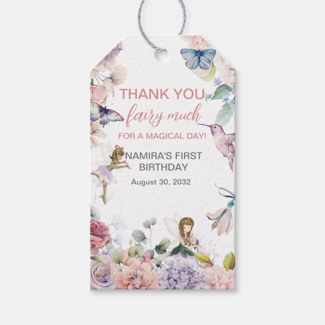 Tack för Fairy Mage-förmånen på födelsedagen Presentetikett (Framsidan)