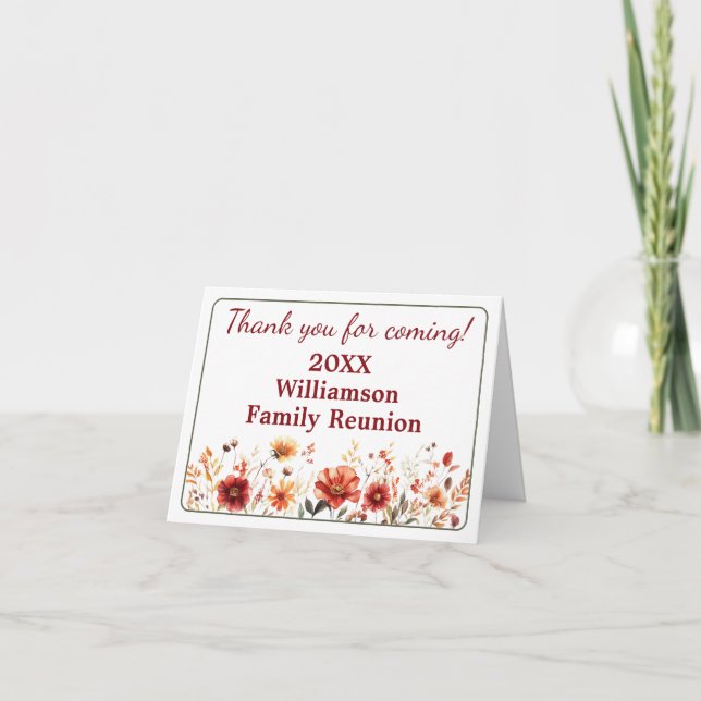 Tack för familjeåterträffen Höstvilda blommor Kort (Framsida)