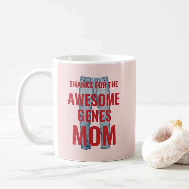 Tack för Fantastisk Genes Mamma Mors dag Kaffemugg (Med munk)