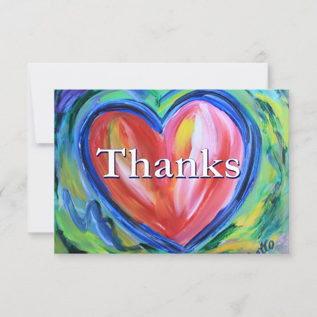 Tack för färgat Heart Art Note Card Kort (Framsida)