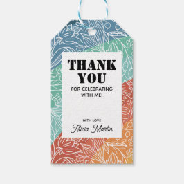 Tack för färgfull Retro Groovy Rainbow Blommigt Presentetikett