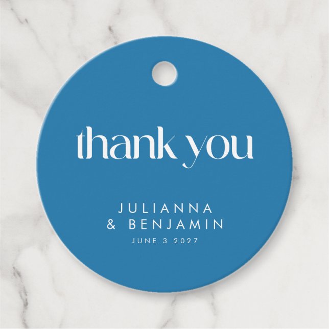 Tack för färgstark blågeometrisk Anpassningsbar Br Gåvor Etiketter (Framsida)