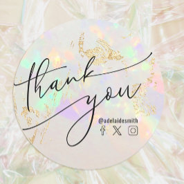 tack för faux holoGrapal opal Runt Klistermärke