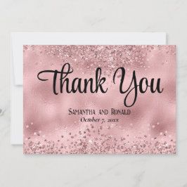 Tack för Faux Rosa Glitter och Foil Bröllop Kort