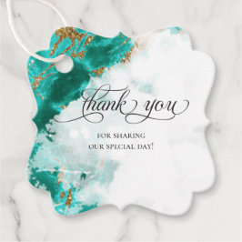 TACK FÖR FAVORIT TAG |  Turkos akvarell geod Gåvor Etiketter