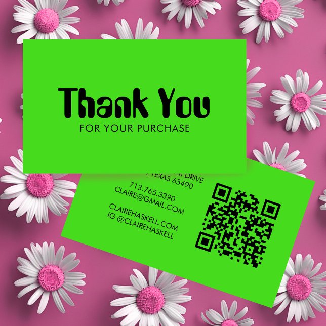 Tack för fet funky-skriptbeställning Minimal QR-ko Visitkort (Funky Script Bold Order Thank You Minimal QR Code Brat Business Card
)