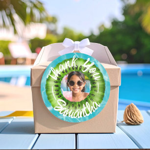 Tack för fet grön poolparty runt klistermärke