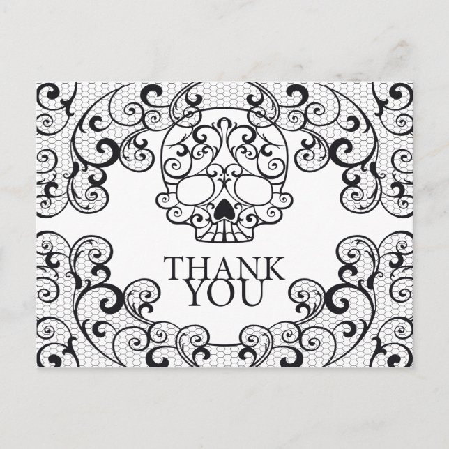 Tack för Finare Sugar Skull Calavera Vykort (Framsida)