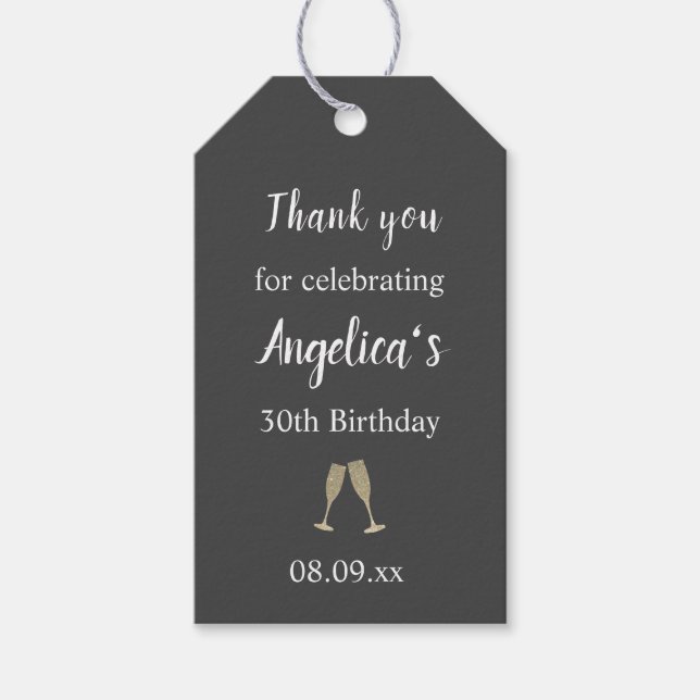 Tack för firande av födelsedag presentetikett (Framsidan)