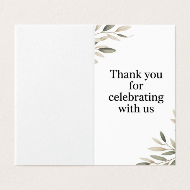 Tack för firande - Elegant bröllop-kort Kort (Utsida ovikt)