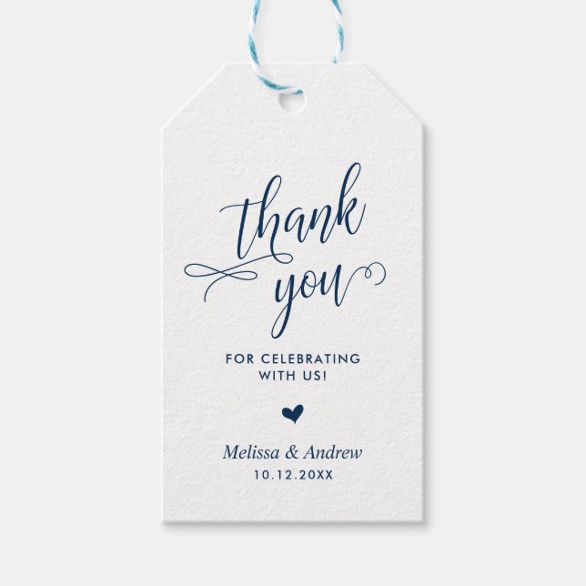 Tack för firandet, marinblått, Bröllop Presentetikett (Framsidan)