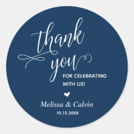 Tack för firandet, marinblått, Bröllop Runt Klistermärke