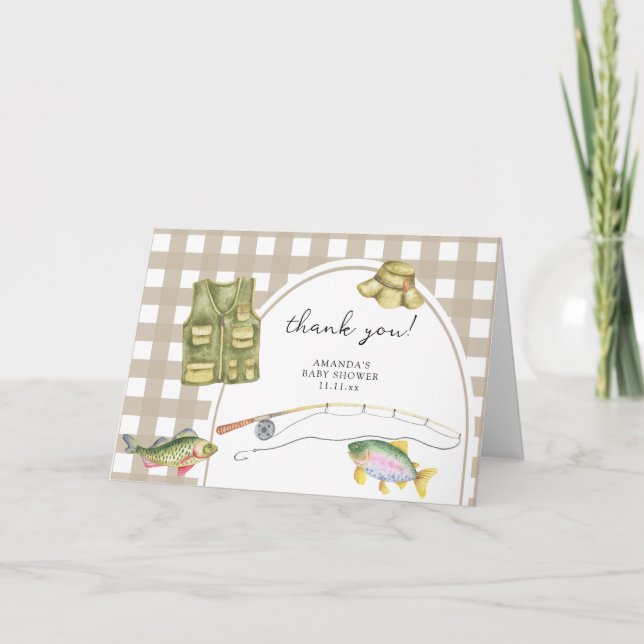 tack för fiske baby shower kort (Framsida)