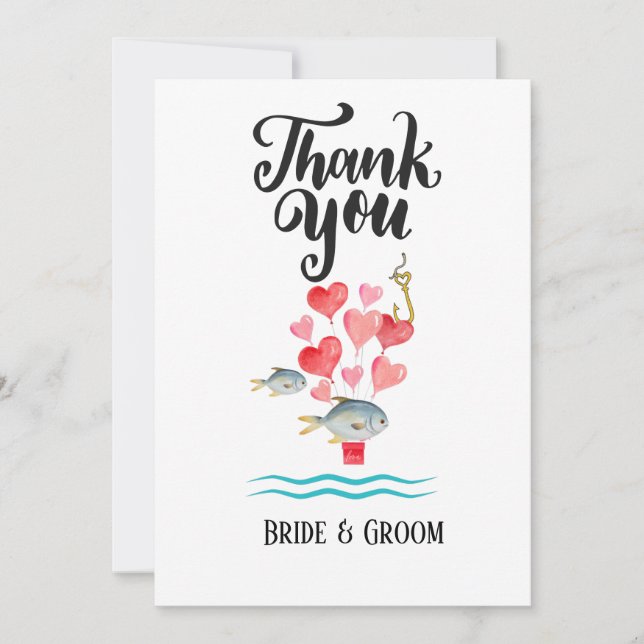 Tack för fisket med kärlek Bröllop för att du fisk Inbjudningar (Framsida)