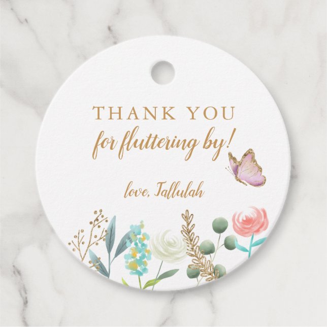 Tack för fjädring efter födelsedag gåvor etiketter (Framsida)