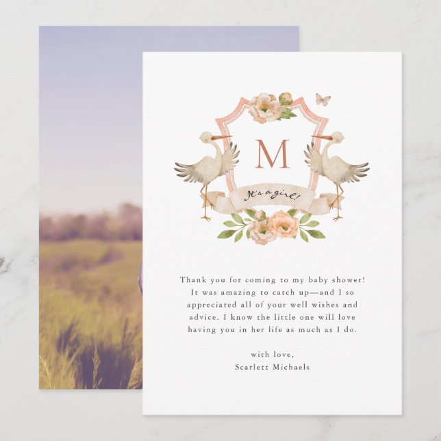 Tack för flicka-kortet kort (Fram/baksida)