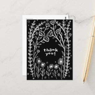 TACK FÖR FLORAL WHIMSICAL SKISS DOODLE VYKORT