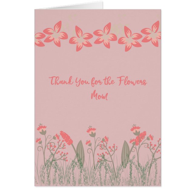 Tack för Flowers Mamma, Card. Peachy Flowers Hälsningskort (Framsidan)
