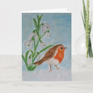 Tack för födelsedag för Snowdrops Robin Kort
