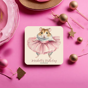 Tack för födelsedagen till ballerinan hamsterflick underlägg papper kvadrat