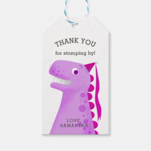 Tack för Födelsedagsfest av dinosaur hos barn Presentetikett