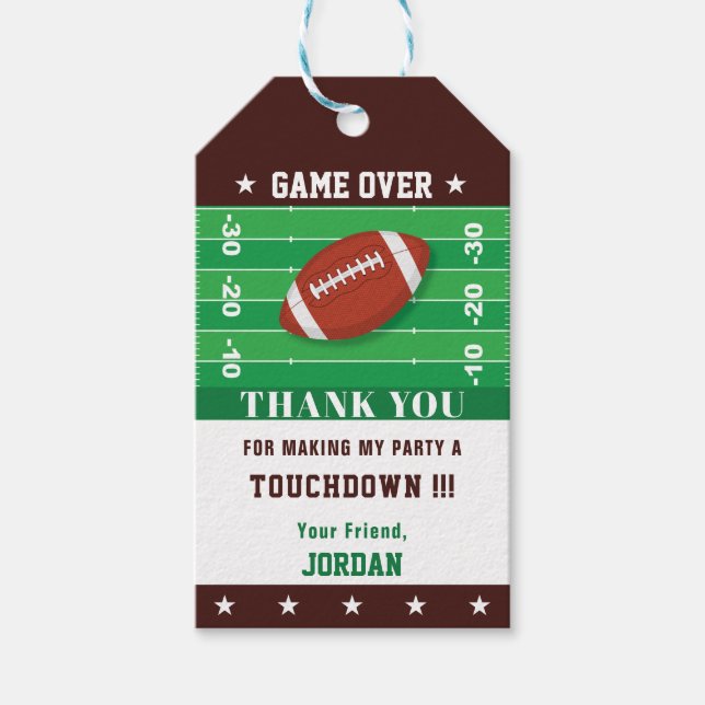 Tack för Födelsedagsfest av fotboll Presentetikett (Framsidan)