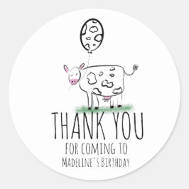 Tack för Födelsedagsfest av nötkreatur vid odling Runt Klistermärke