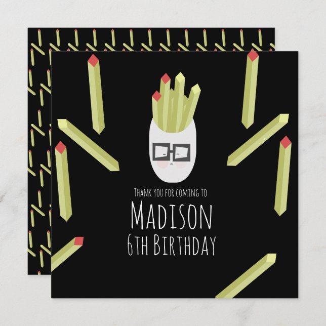 Tack för Födelsedagsfest av restauranger för cute  (Fram/baksida)