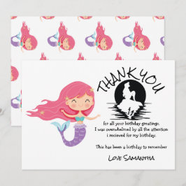 Tack för Födelsedagsfest av Rosa av sjöjungfru Lil Inbjudningar