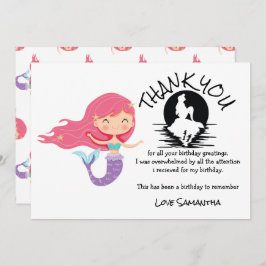 Tack för Födelsedagsfest av Rosa av sjöjungfru Lil Inbjudningar