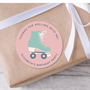 Tack för Födelsedagsfest av rullskridskor Runt Klistermärke
