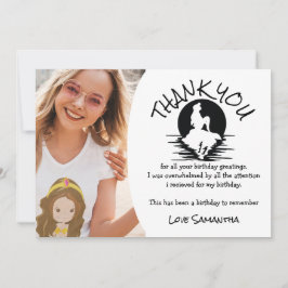 Tack för Födelsedagsfest av sjöjungfru Gult Inbjudningar