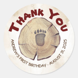 Tack för Födelsedagsfest av utskrift av fotstöd fö Runt Klistermärke