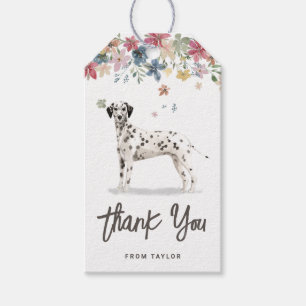 Tack för Födelsedagsfest av vattenfärg Dalmatien H Presentetikett