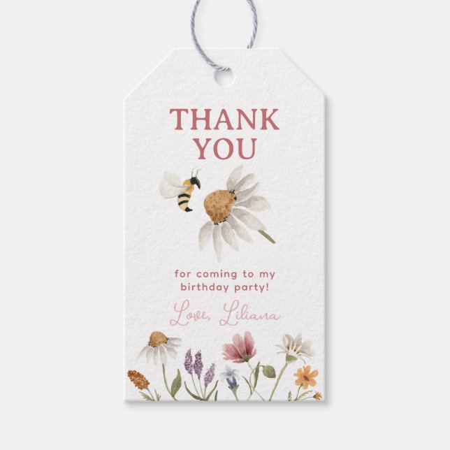 Tack för Födelsedagsfest av Wildblomma Presentetikett (Framsidan)