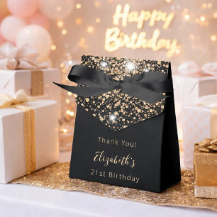 Tack för födelsedagsfest Black glitter guld Presentaskar