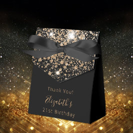 Tack för födelsedagsfest Black glitter guld Presentaskar