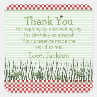 Tack för Födelsedagsfest för cute Grashers Fyrkantigt Klistermärke