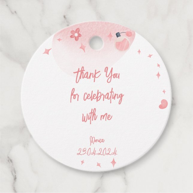 Tack för födelsedagsfesten Beauty spa glitz och gl Gåvor Etiketter (Framsida)