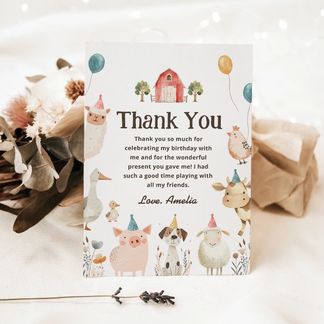 Tack för Födelsedagsfesten Cute Boskap Inbjudningar (Skapare uppladdad)