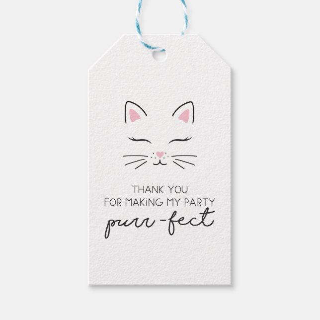 Tack för Födelsedagsfesten i kattunge, tack för at Presentetikett (Framsidan)